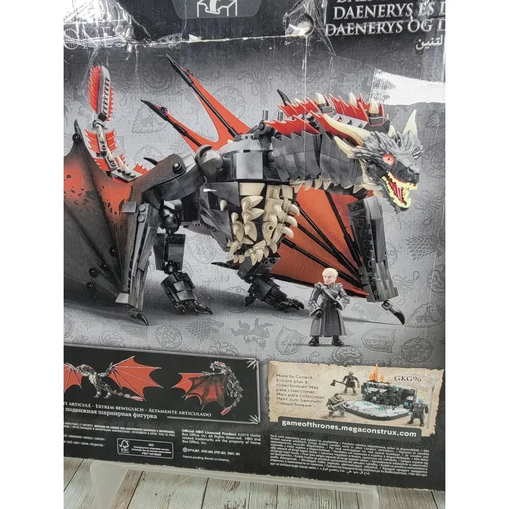 Mega Construx Game of Thrones Daenerys Targaryen & Drogon Set 16+ Box is Rough